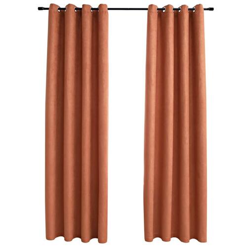 Lysdæmpende gardiner 2 stk. metalringe 140 x 175 cm rustfarvet