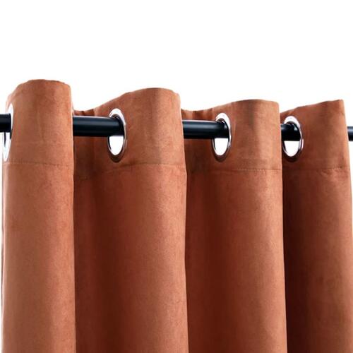 Lysdæmpende gardiner 2 stk. metalringe 140 x 175 cm rustfarvet