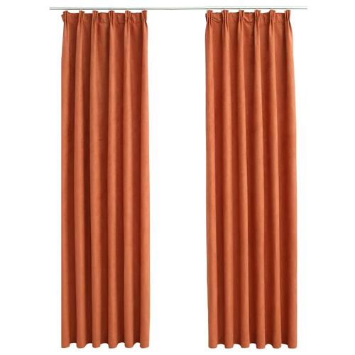 Lysdæmpende gardiner med kroge 2 stk. 140 x 225 cm rustfarve