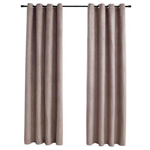 Lysdæmpende gardiner 2 stk. med metalringe 140 x 175 cm gråbrun