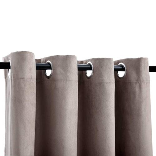 Lysdæmpende gardiner 2 stk. med metalringe 140 x 175 cm gråbrun