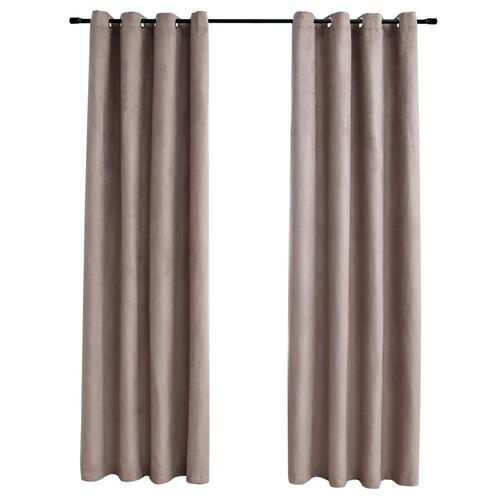 Lysdæmpende gardiner 2 stk. med metalringe 140 x 225 cm gråbrun