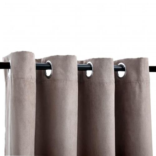 Lysdæmpende gardiner 2 stk. med metalringe 140 x 225 cm gråbrun