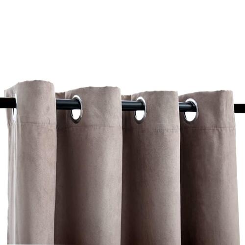 Lysdæmpende gardiner 2 stk. med metalringe 140 x 245 cm gråbrun