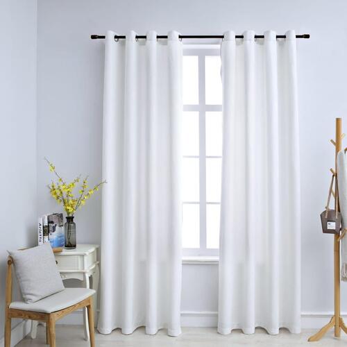 Lysdæmpende gardiner 2 stk. med metalringe 140 x 225 cm råhvid