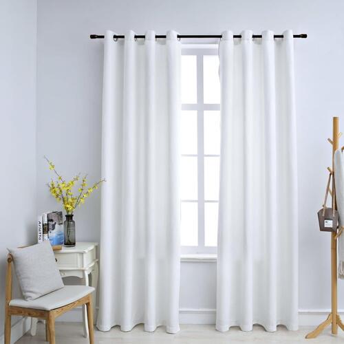 Gardiner 2 stk. med metalringe 140 x 245 cm råhvid