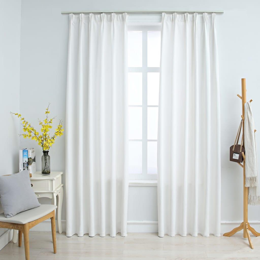 Lysdæmpende gardiner med kroge 2 stk. 140 x 225 cm råhvid