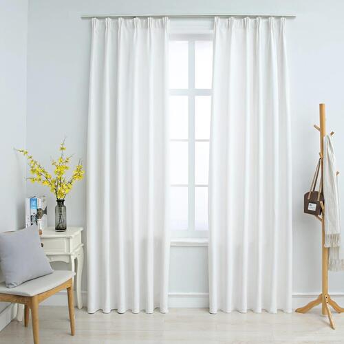 Lysdæmpende gardiner med kroge 2 stk. 140x245 cm råhvid
