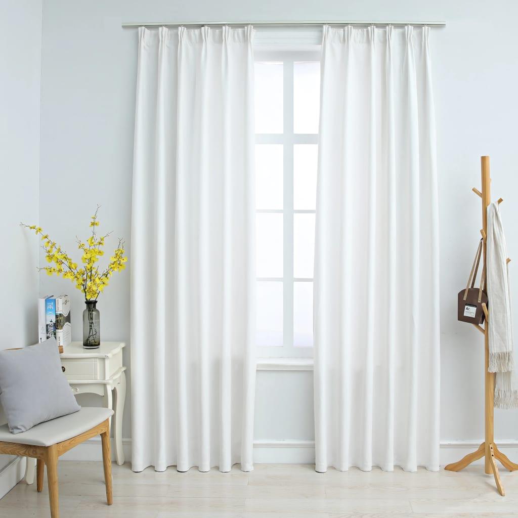 Lysdæmpende gardiner med kroge 2 stk. 140x245 cm råhvid