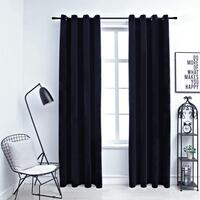Lysdæmpende gardiner 2 stk. med ringe 140 x 175 cm fløjl sort