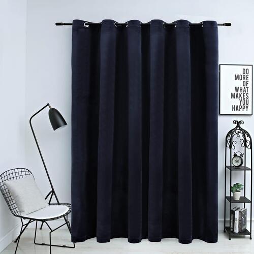 Mørklægningsgardin med metalringe 290 x 245 cm fløjl sort