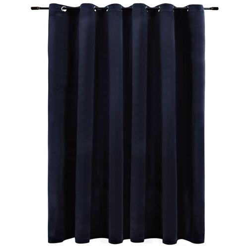 Mørklægningsgardin med metalringe 290 x 245 cm fløjl sort