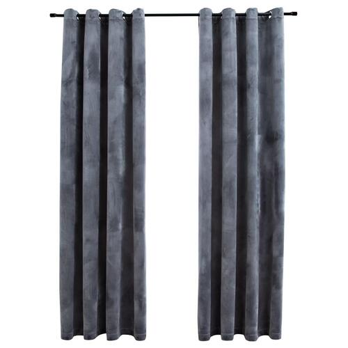 Lysdæmpende gardiner 2 stk. ringe 140 x 245 cm fløjl antracit