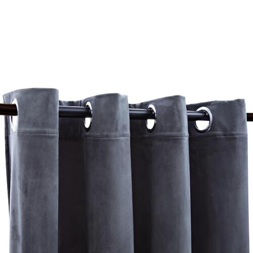 Lysdæmpende gardiner 2 stk. ringe 140 x 245 cm fløjl antracit
