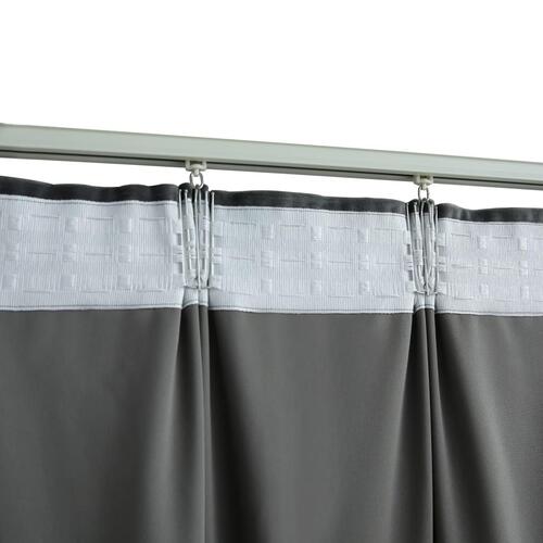 Lysdæmpende gardiner med kroge 2 stk. 140 x 175 cm antracitgrå