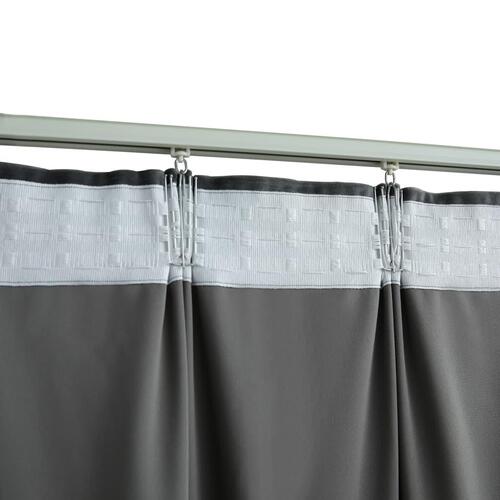 Lysdæmpende gardiner med kroge 2 stk. 140 x 225 cm antracitgrå