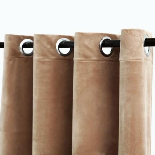 Lysdæmpende gardiner 2 stk. med ringe 140 x 245 cm fløjl beige