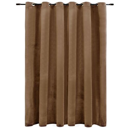 Mørklægningsgardin med metalringe 290 x 245 cm fløjl beige