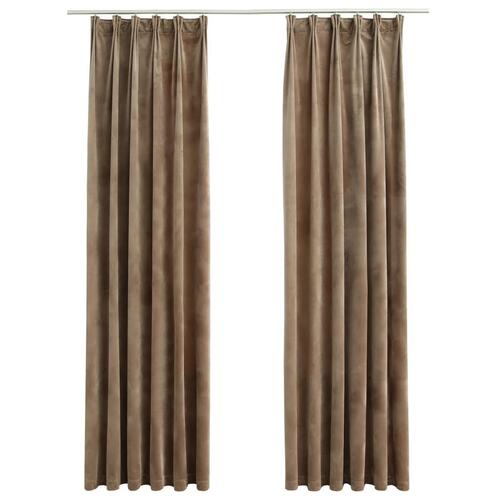 Lysdæmpende gardiner kroge 2 stk. 140x175 cm fløjl beige