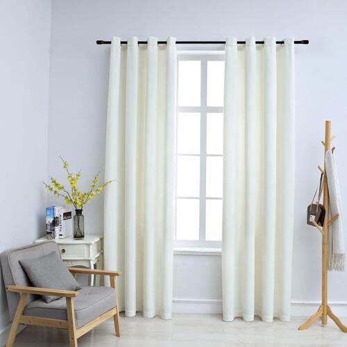 Lysdæmpende gardiner 2 stk. med ringe 140 x 175 cm fløjl creme