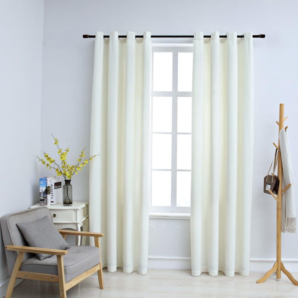 Lysdæmpende gardiner 2 stk. med ringe 140 x 175 cm fløjl creme