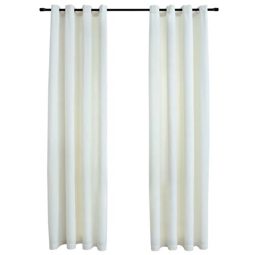 Lysdæmpende gardiner 2 stk. med ringe 140 x 175 cm fløjl creme