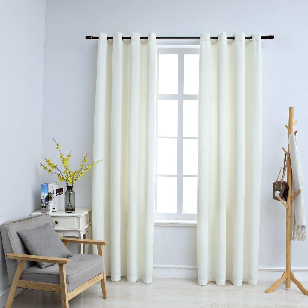Lysdæmpende gardiner 2 stk. med ringe 140 x 225 cm fløjl creme