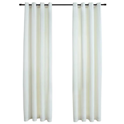 Lysdæmpende gardiner 2 stk. med ringe 140 x 225 cm fløjl creme