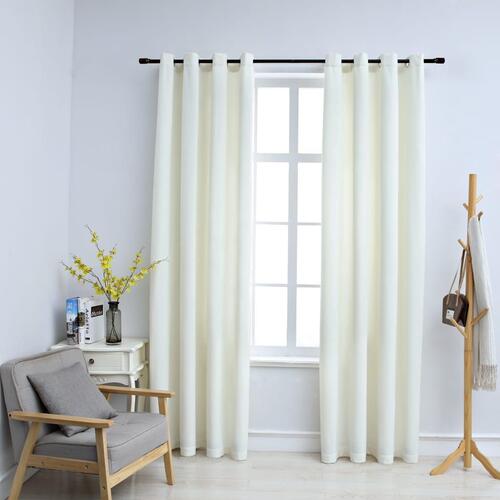 Lysdæmpende gardiner 2 stk. med ringe 140 x 245 cm fløjl creme