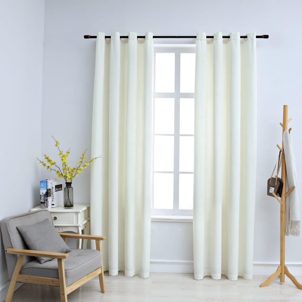 Lysdæmpende gardiner 2 stk. med ringe 140 x 245 cm fløjl creme