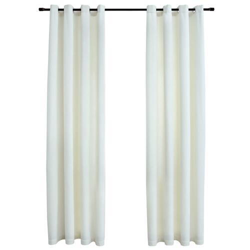 Lysdæmpende gardiner 2 stk. med ringe 140 x 245 cm fløjl creme