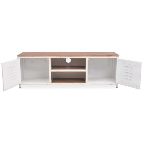 Industrielt tv-bord 120×30×40 cm - hvid med trætop