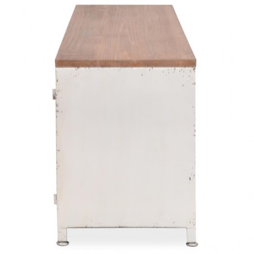 Industrielt tv-bord 120×30×40 cm - hvid med trætop