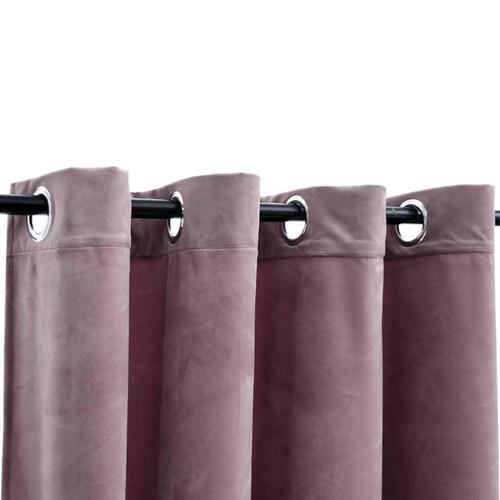 Lysdæmpende gardiner 2 stk. ringe 140 x 175 cm fløjl antik rosa