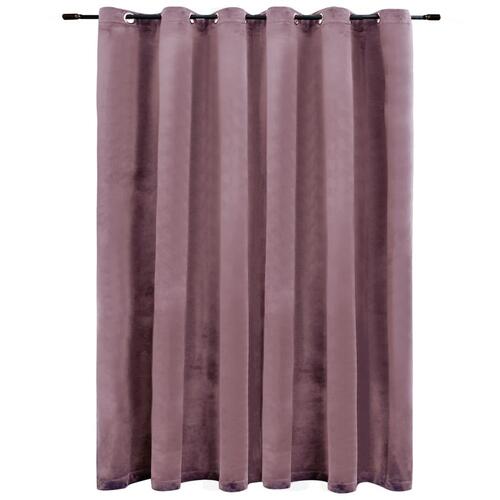 Mørklægningsgardin med metalringe 290x245 cm fløjl gammelrosa