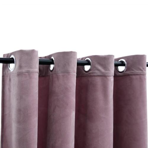Mørklægningsgardin med metalringe 290x245 cm fløjl gammelrosa