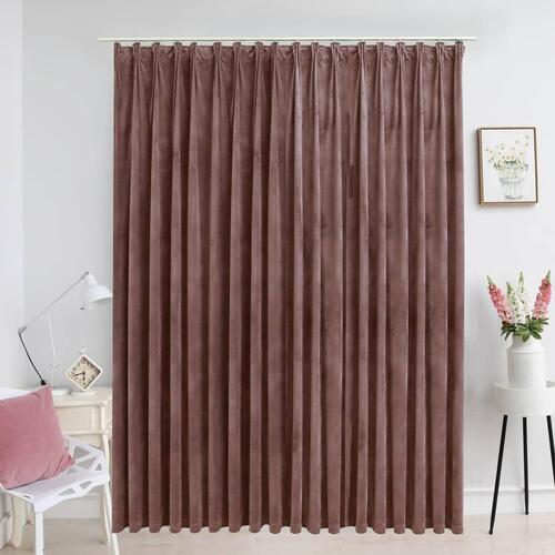 Mørklægningsgardin med kroge 290 x 245 cm fløjl gammelrosa