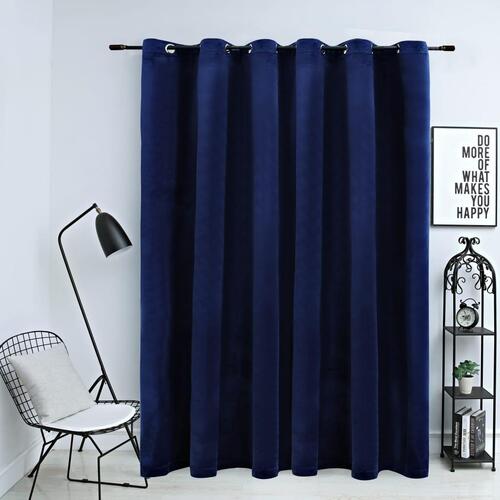 Mørklægningsgardin med metalringe 290 x 245 cm mørkeblå