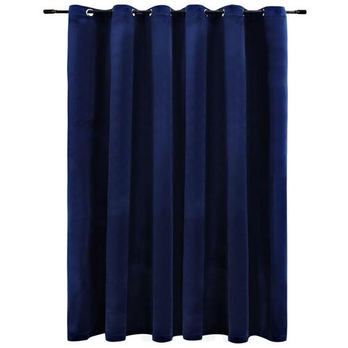 Mørklægningsgardin med metalringe 290 x 245 cm mørkeblå