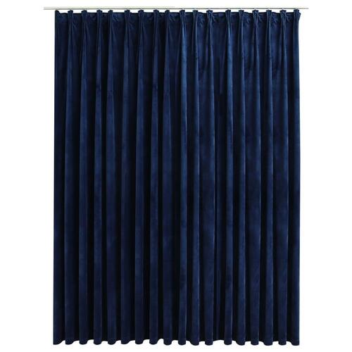Mørklægningsgardin med kroge 290 x 245 cm fløjl mørkeblå