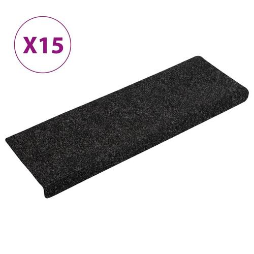 15 stk. trappemåtter tuftet 65x21x4 cm sort