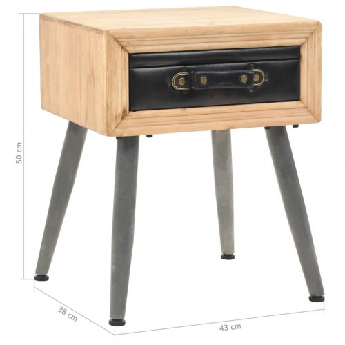 Sengebord i massivt grantræ 43 × 38 × 50 cm - retro natbord med skuffe