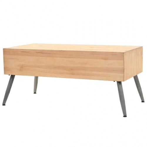 Sofabord i massivt grantræ med 2 skuffer - 110 × 55 × 50 cm