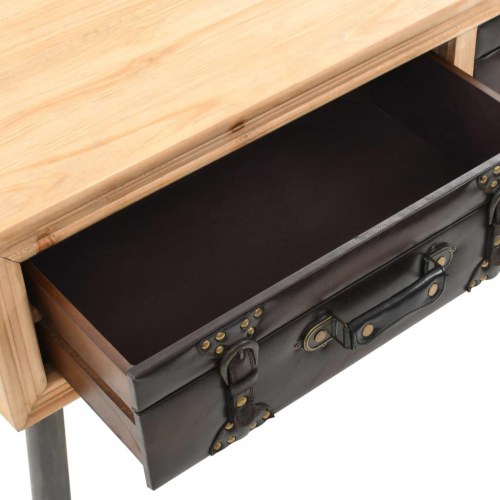 Sofabord i massivt grantræ med 2 skuffer - 110 × 55 × 50 cm