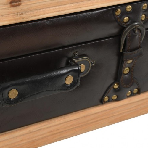Sofabord i massivt grantræ med 2 skuffer - 110 × 55 × 50 cm