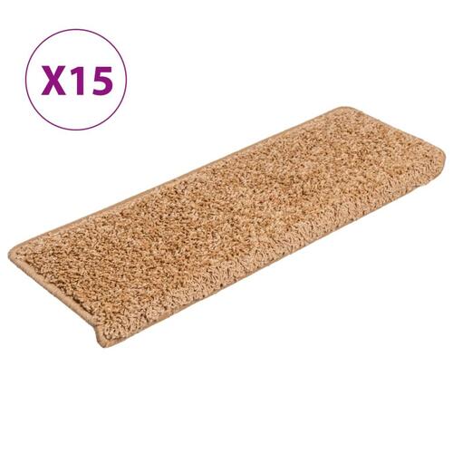 15 stk. trappemåtter 65x21x4 cm beige