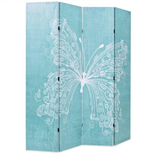 Foldbar rumdeler 160 × 170 cm - sommerfugl, blå