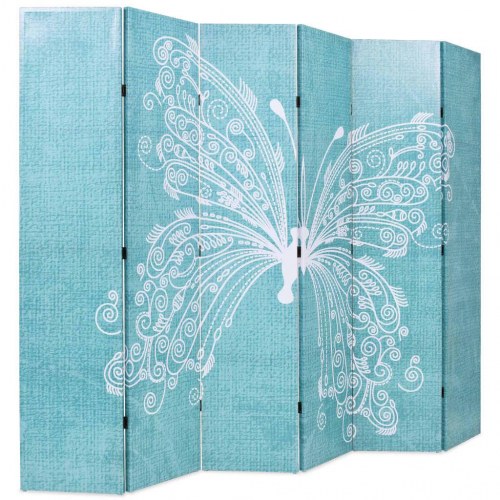 Foldbar rumdeler 228 × 170 cm - sommerfugl, blå