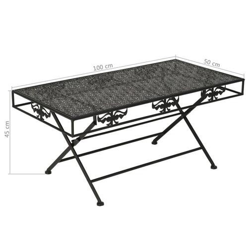 Foldbart sofabord i vintagestil metal 100 x 50 x 45 cm sort