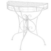 Sidebord i vintagestil halvrund metal 72x36x74 cm sølvfarvet